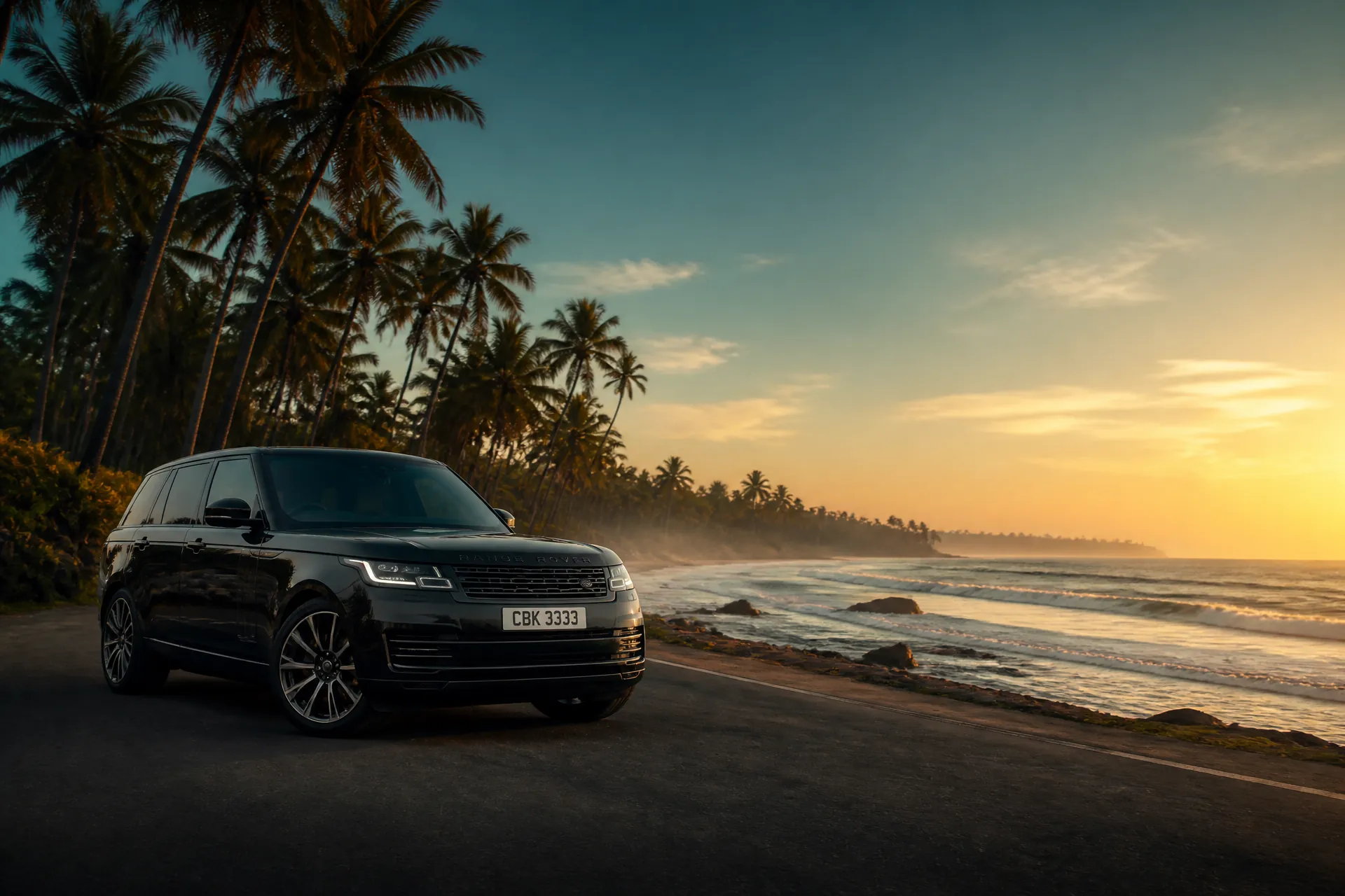 Premium luxury SUV private transfer on a Sri Lankan coastal road